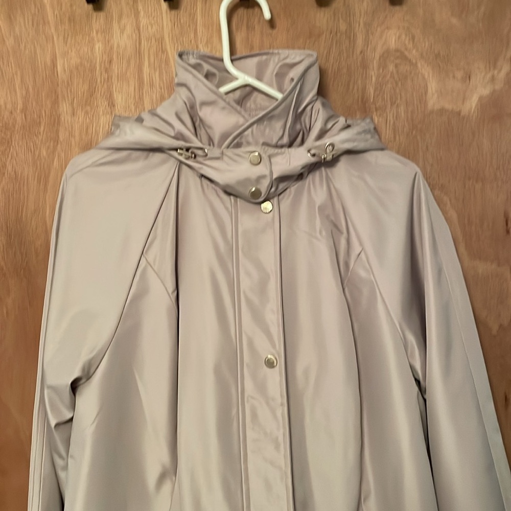 Zip Front Lightly Lined Raincoat With Removable H… - image 8
